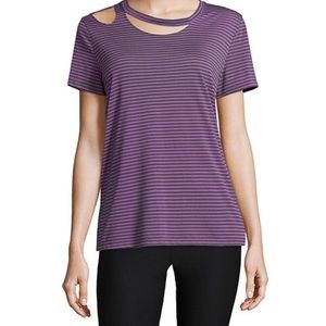 Xersion Double Cutout Stripe Tee